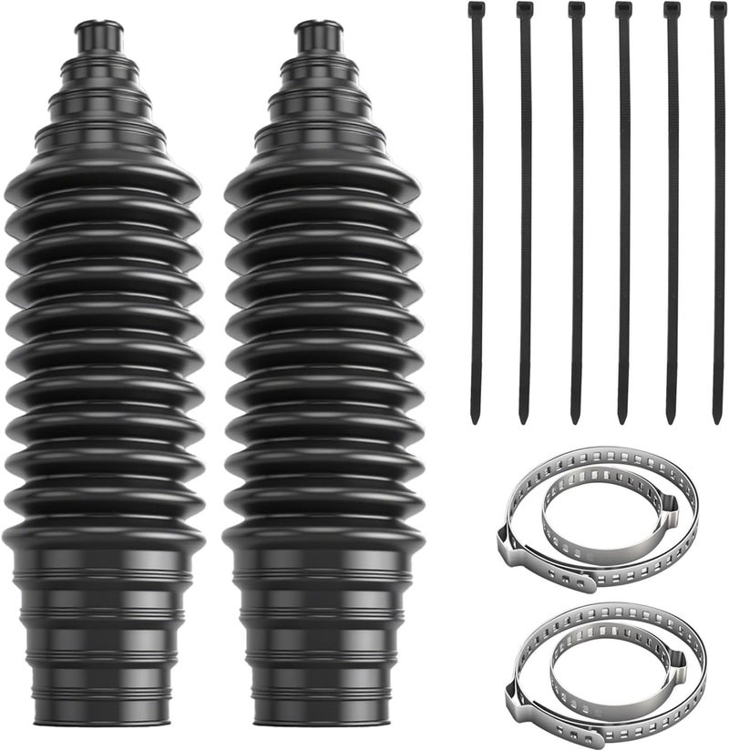 PLALEI Car Tie Rod Boot Kit, Steering Rack and Pinion Tie Rod Boots, Dustproof Silicone Bellow Boot with 2Pcs Gaiter Pinion Boots, 4Pcs Clamps & 6Pcs Cable Ties, Universal Car Accessories - Image 1